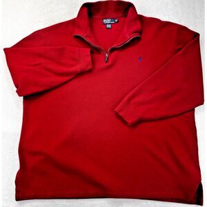 Polo Ralph Lauren‎ Red 1/4 Zip Men 2XL Tall VTG LS Christmas Grandpa Core USA